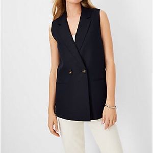 Ann Taylor Linen Blend Relaxed Double Breasted Vest
